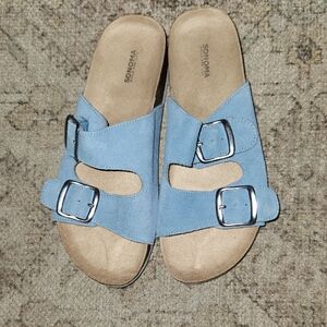 Sonoma Powder Blue Double Buckle Slide Sandals